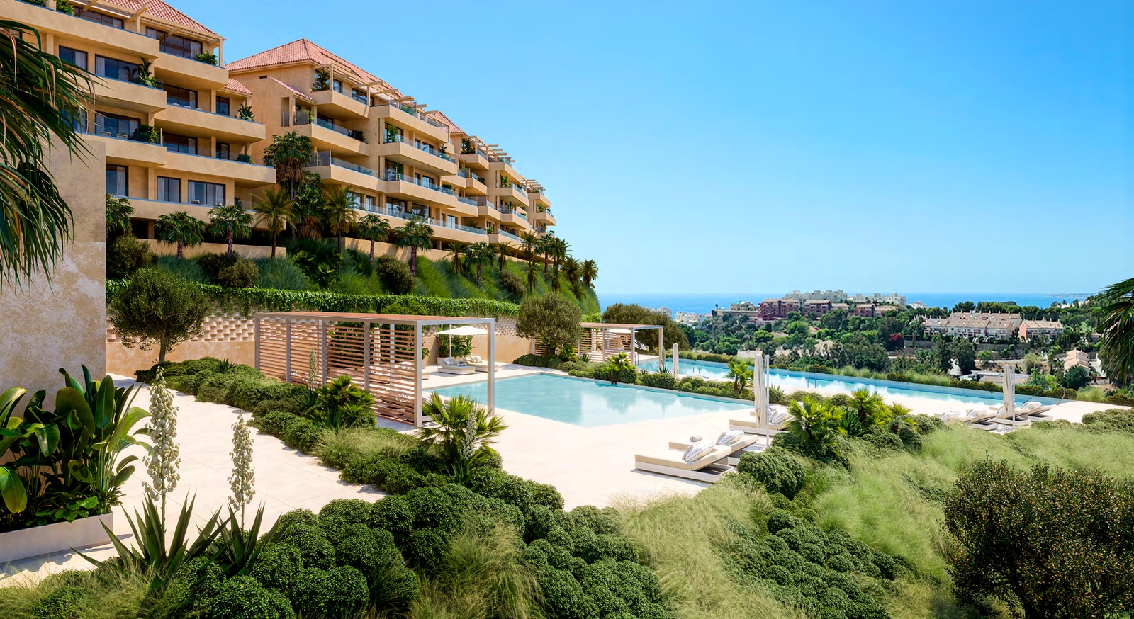 Der Infinity-Pool, in dem Sie schwimmen oder entspannen können, während Sie die wunderschöne Küstenlandschaft von Benalmádena überblicken.