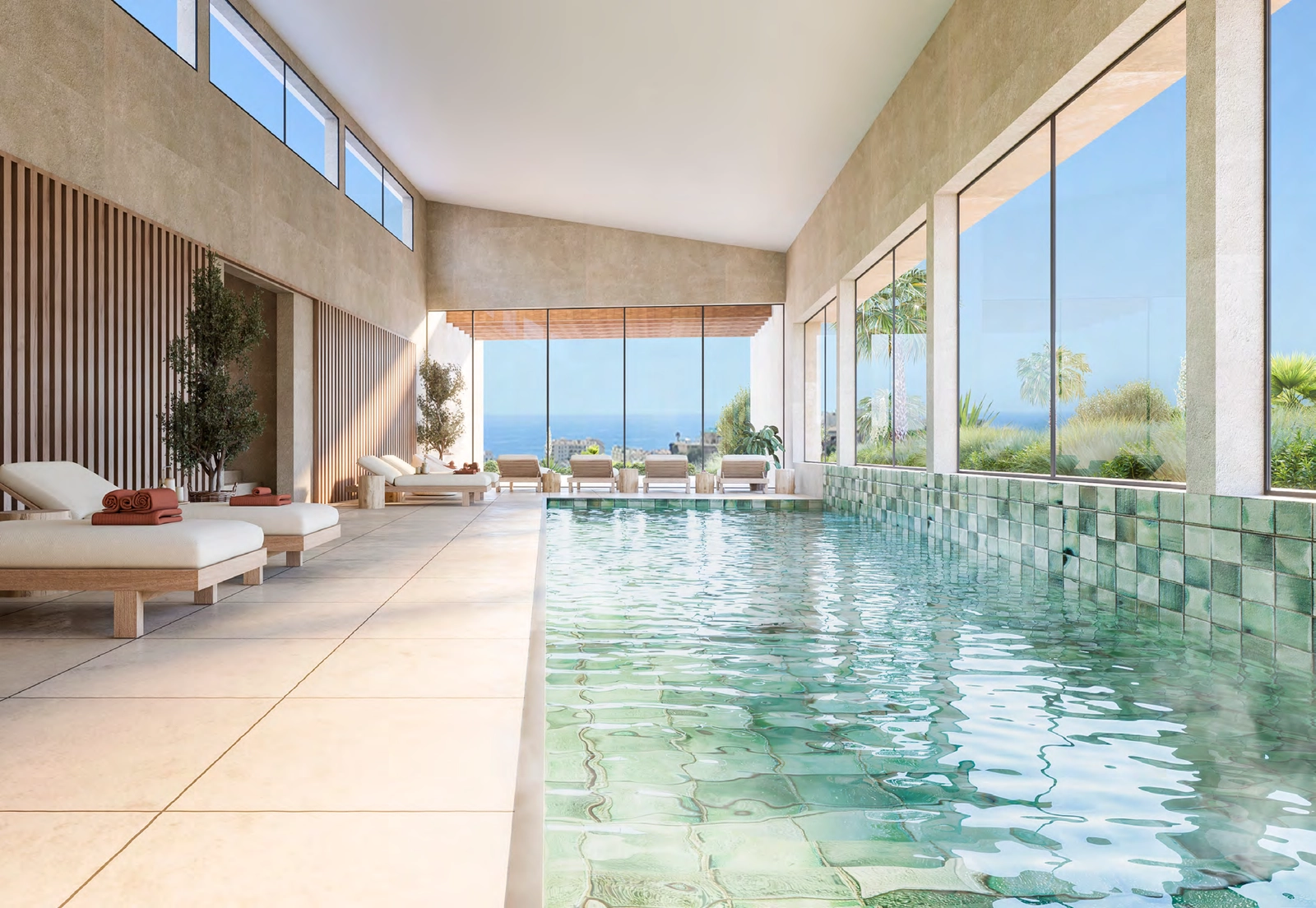 Der exklusive beheizte Innenpool und Spa-Bereich, konzipiert für ganzjährige Entspannung und Wohlbefinden.