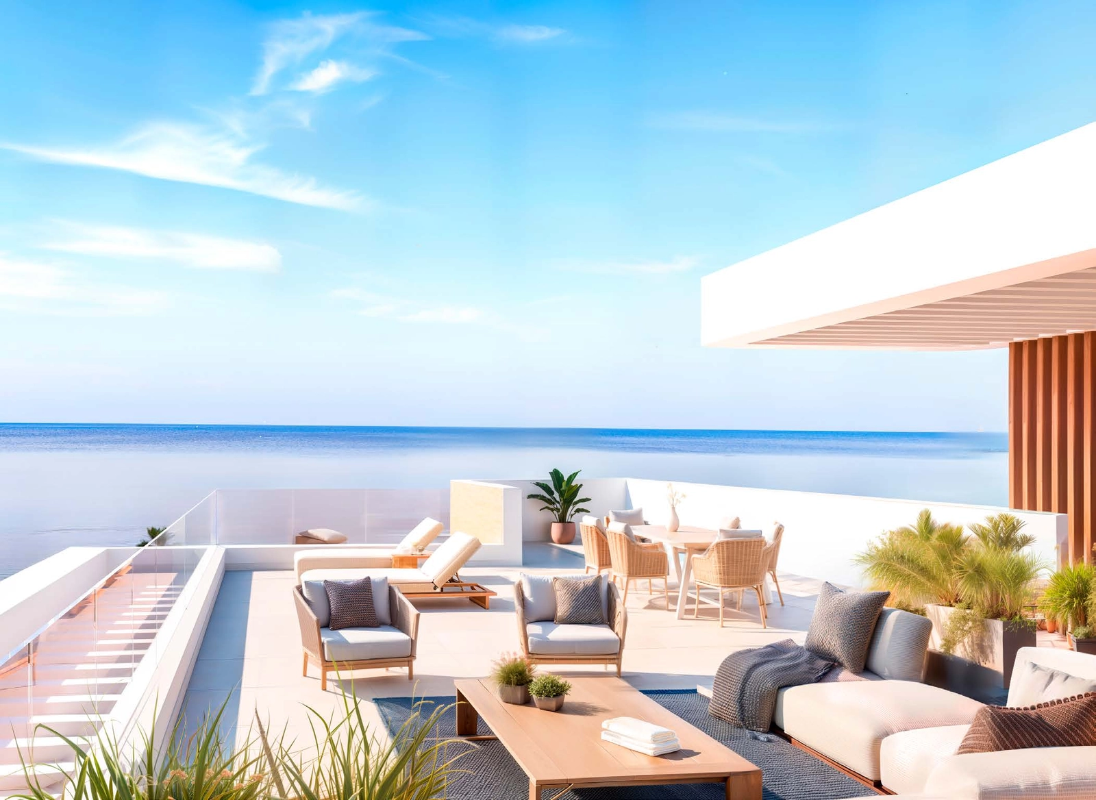 Großzügige Wohnbereiche im Freien sind darauf ausgelegt, das außergewöhnliche Klima der Costa del Sol zu genießen.