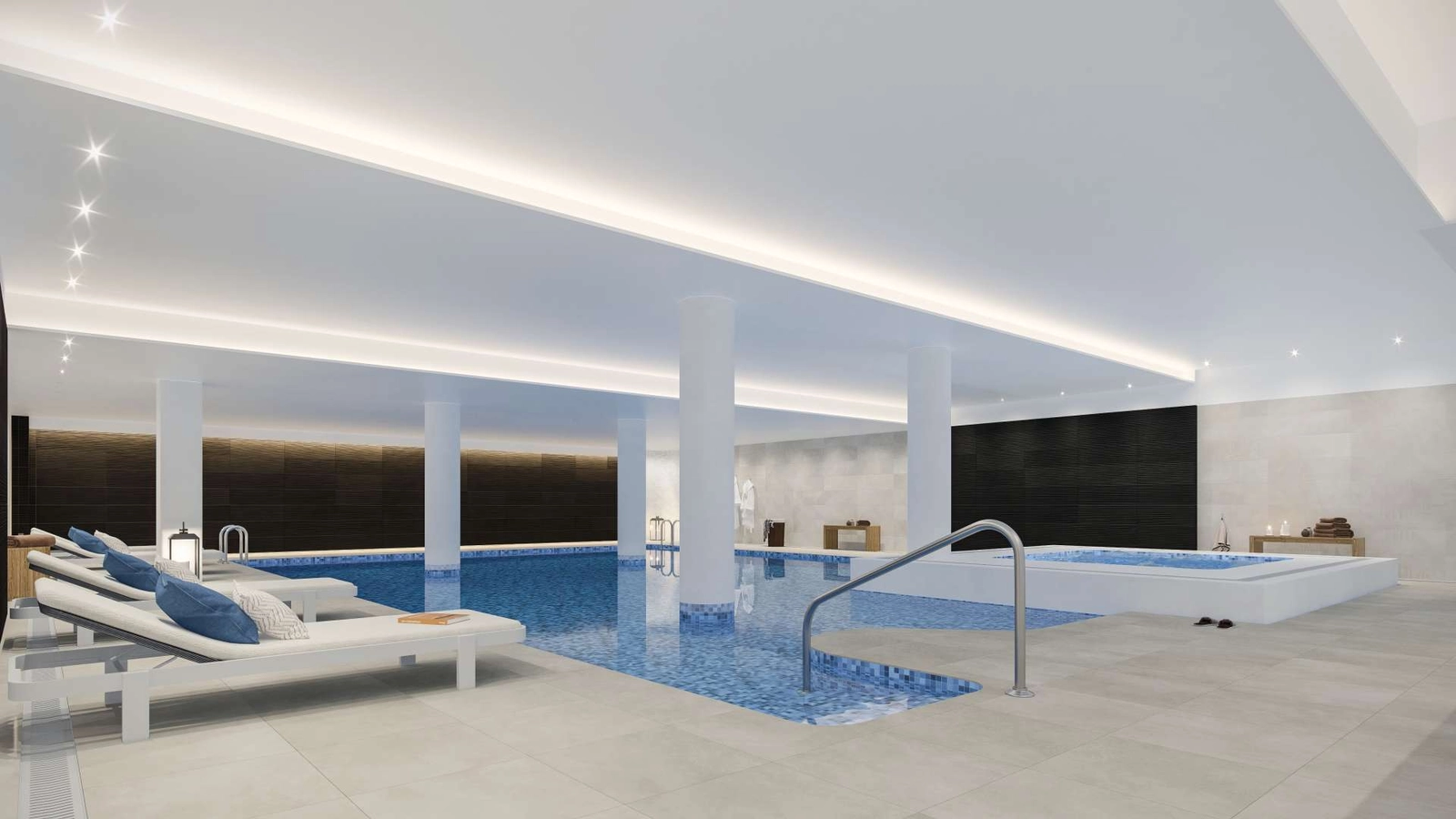 Entspannen Sie das ganze Jahr über im exklusiven Innen-Schwimmbad und Spa-Bereich.