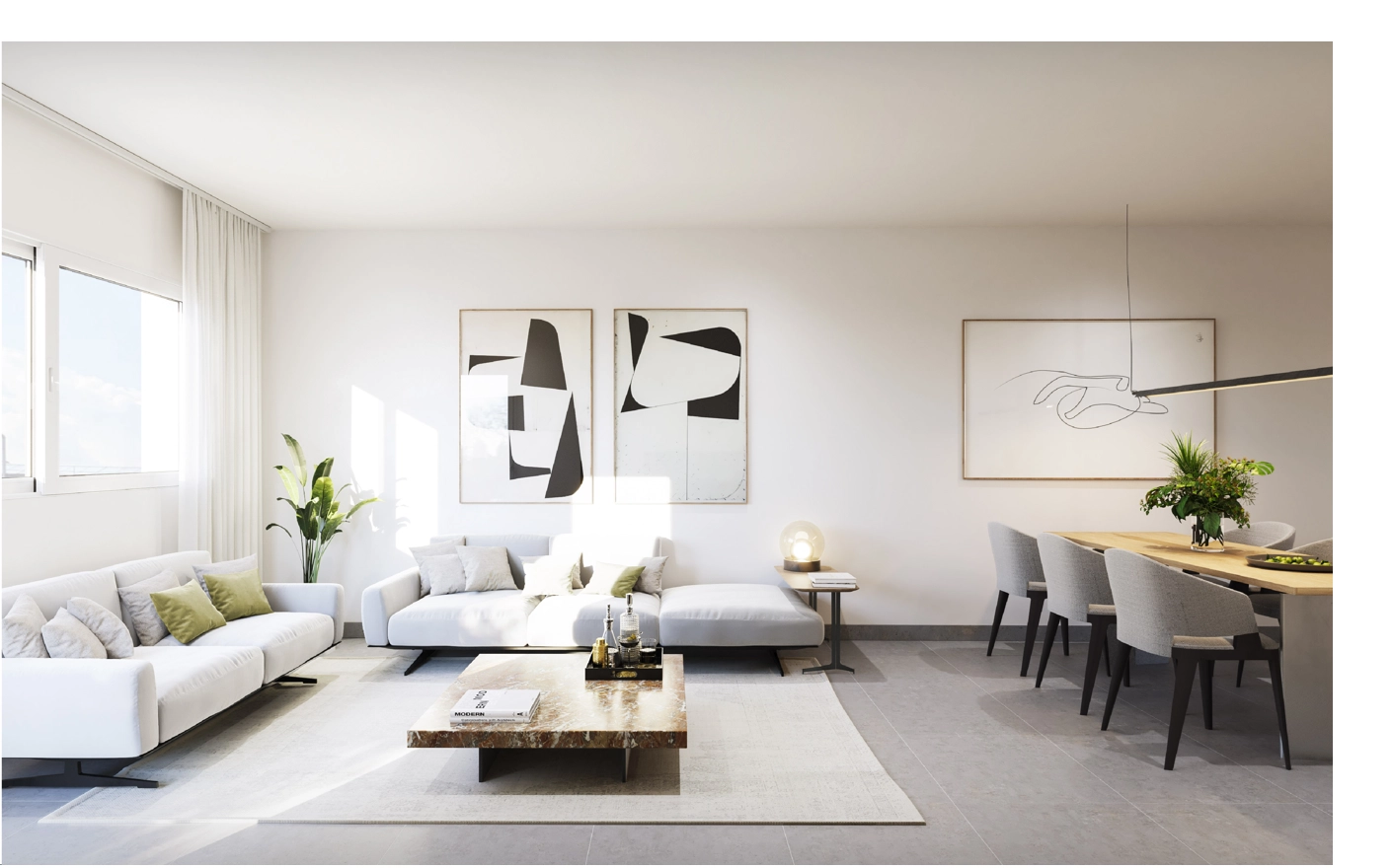 Helle und offene Wohnbereiche sind auf Komfort und modernes Wohnen ausgelegt.