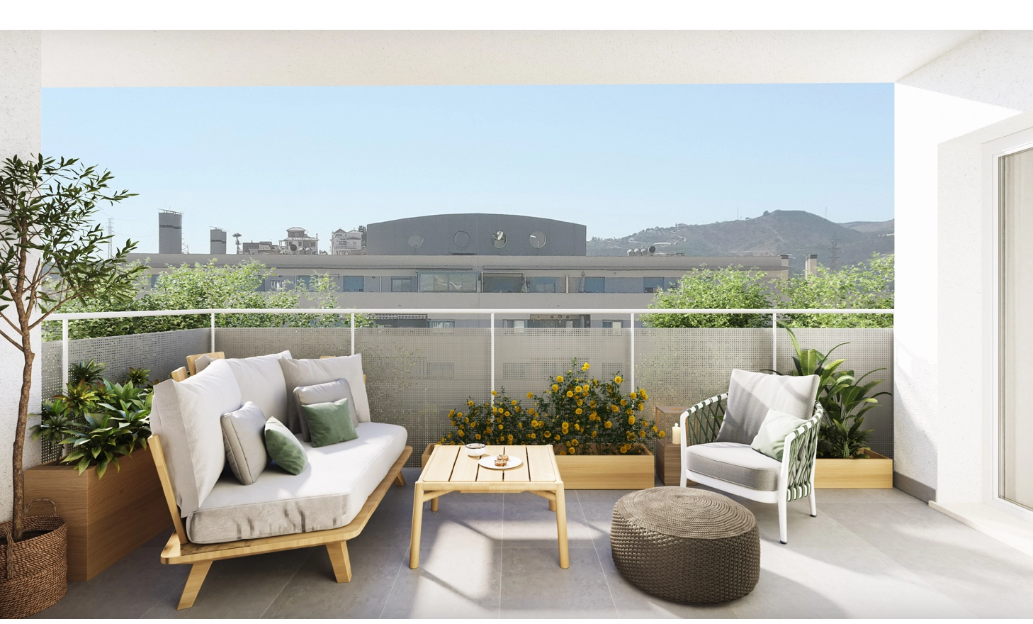 Genießen Sie Ihren eigenen privaten Außenbereich, perfekt zum Entspannen oder Essen.