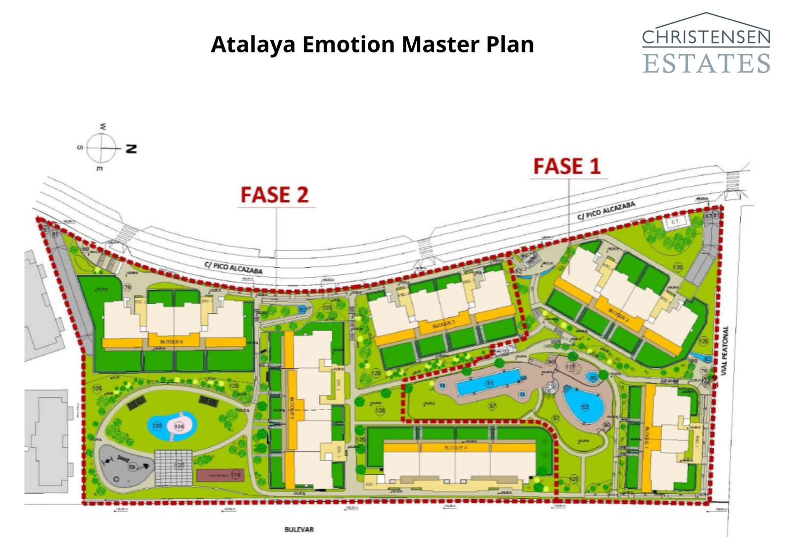 Dieser Masterplan veranschaulicht die durchdachte Anordnung der Wohnanlage und zeigt die weitläufigen Grünflächen und Gemeinschaftseinrichtungen.