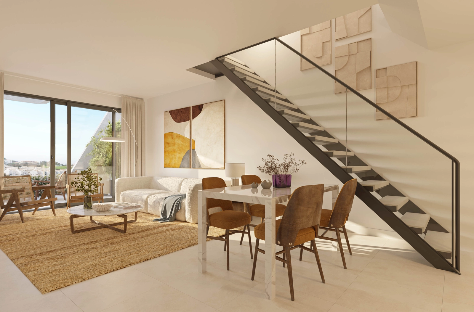 Die stilvollen Maisonette-Wohnungen bieten doppelstöckige Räume und zeitgenössische Designelemente.