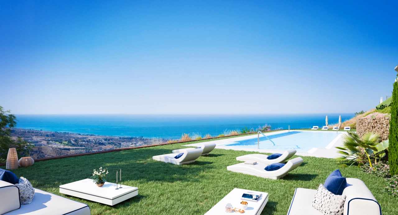 Entspannen Sie am Pool in einer wunderschönen Umgebung mit Panoramablick.