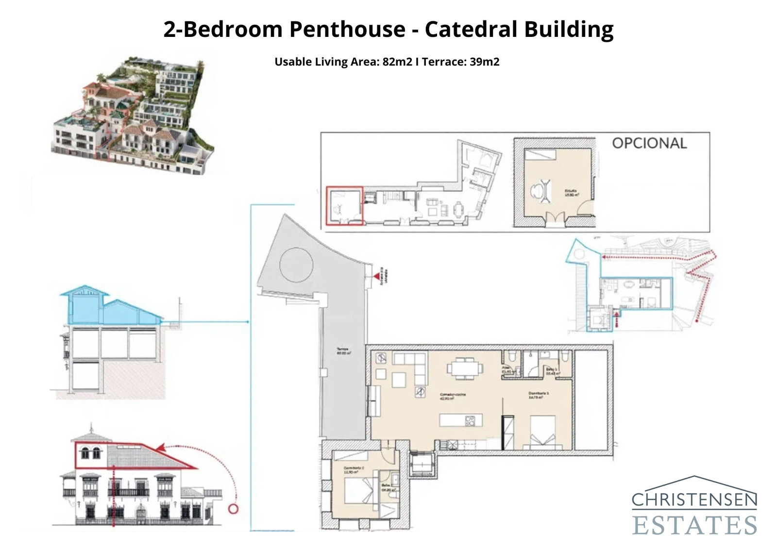 Eine gut gestaltete Zweizimmer-Dachgeschosswohnung im historischen Gebäude Catedral, mit einer geräumigen Terrasse, um die Panoramablicke zu genießen.
