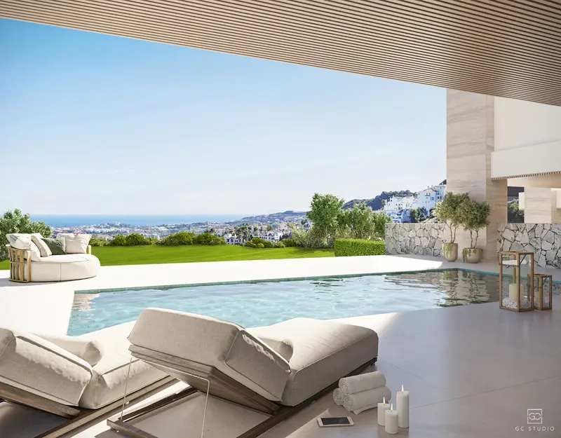 Entspannen Sie sich an Ihrem privaten Infinity-Pool mit atemberaubendem Blick auf die Mittelmeerküste.