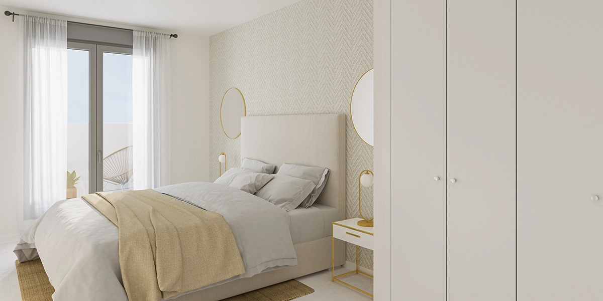 Das ruhige Hauptschlafzimmer bietet einen friedlichen Rückzugsort mit viel natürlichem Licht.