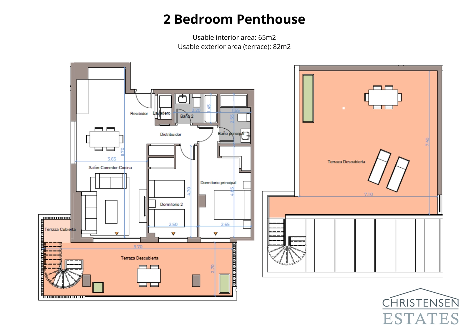 Die Dachgeschosswohnung mit zwei Schlafzimmern bietet einen außergewöhnlichen Lebensstil mit einer geräumigen Dachterrasse, um die Sonne der Costa del Sol zu genießen.