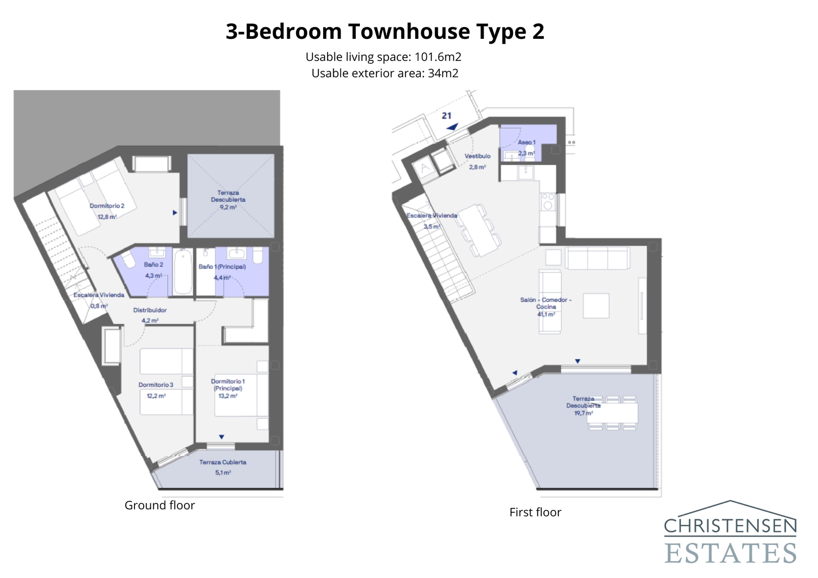 Dieser Grundriss eines Reihenhauses mit drei Schlafzimmern bietet einen außergewöhnlich geräumigen Wohn-, Ess- und Küchenbereich, der sich mit einer großen Außenterrasse verbindet.