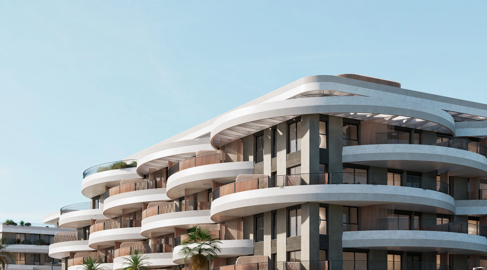 Die einzigartige, fließende Architektur des Gebäudes verbindet moderne Ästhetik mit natürlichen Elementen.