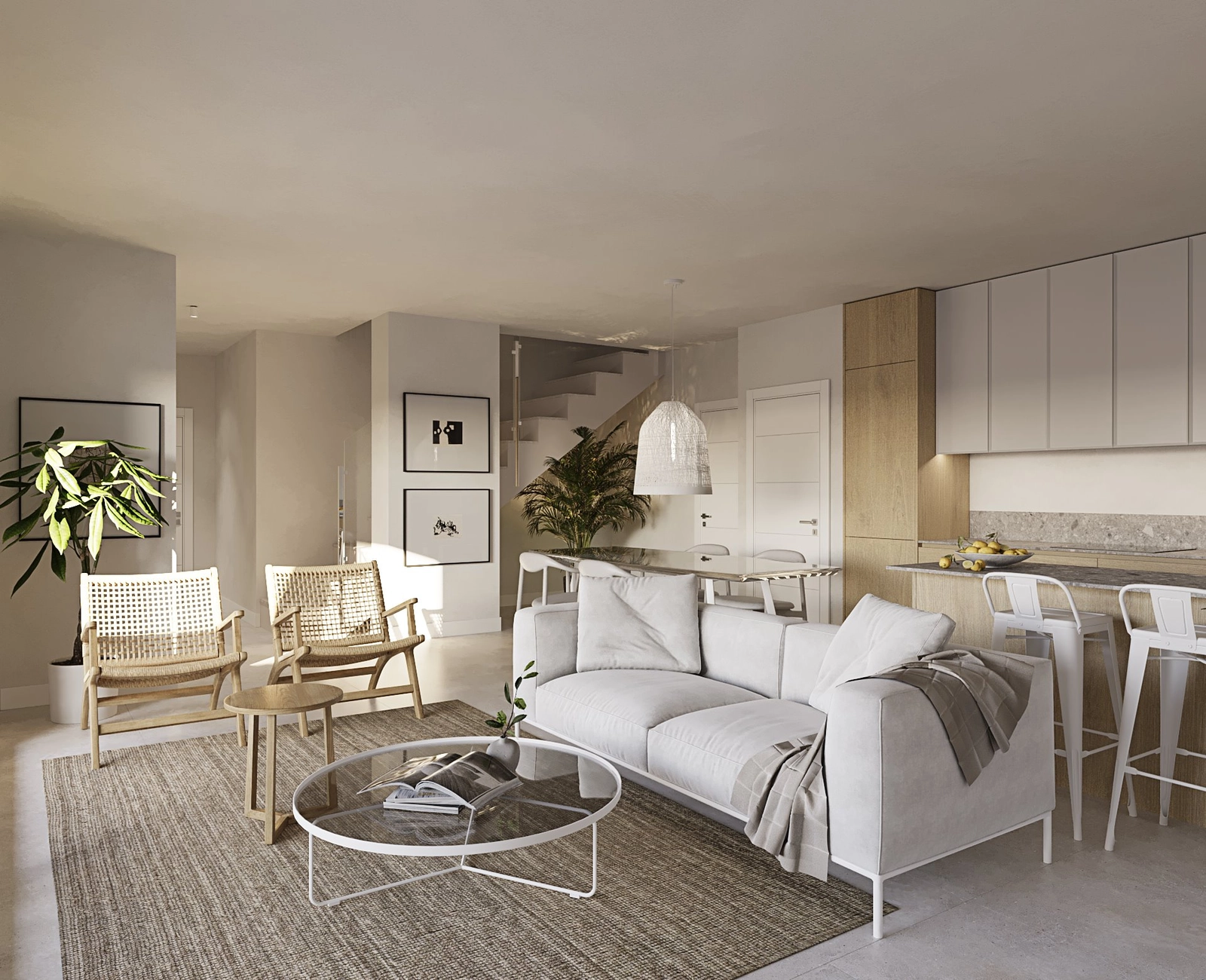 Ein heller und einladender Wohnraum, konzipiert für Komfort und modernes Wohnen.