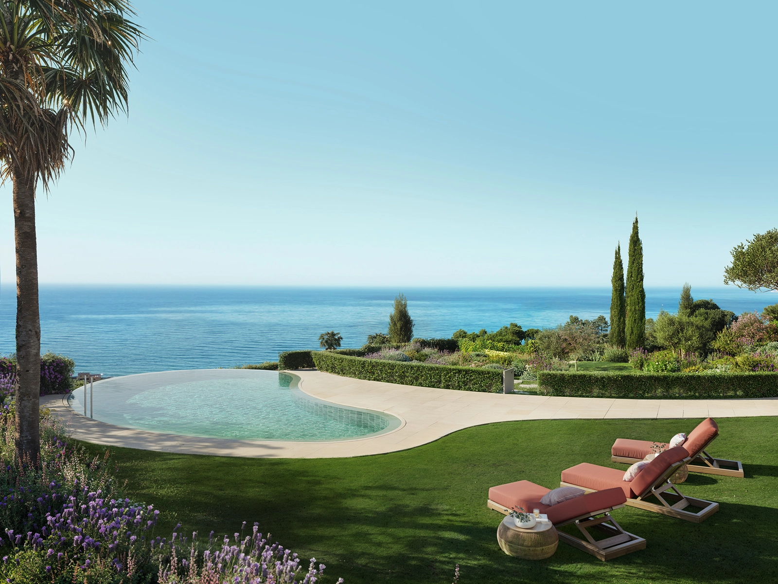 Entspannen Sie am wunderschönen Infinity-Pool mit atemberaubendem Blick über das Mittelmeer.