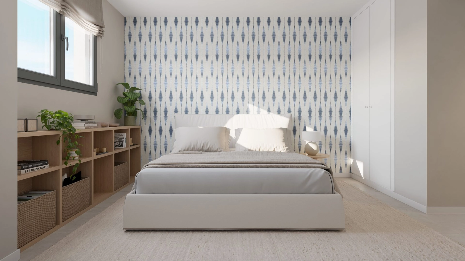 Ein komfortables und helles Gästezimmer mit viel Platz und Tageslicht.