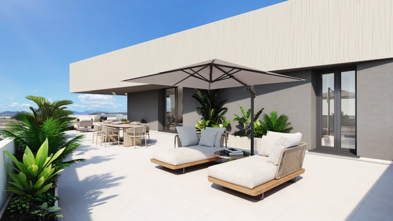 Geräumige private Terrassen, ideal zum Sonnenbaden, Essen und Genießen des außergewöhnlichen Klimas der Costa del Sol.