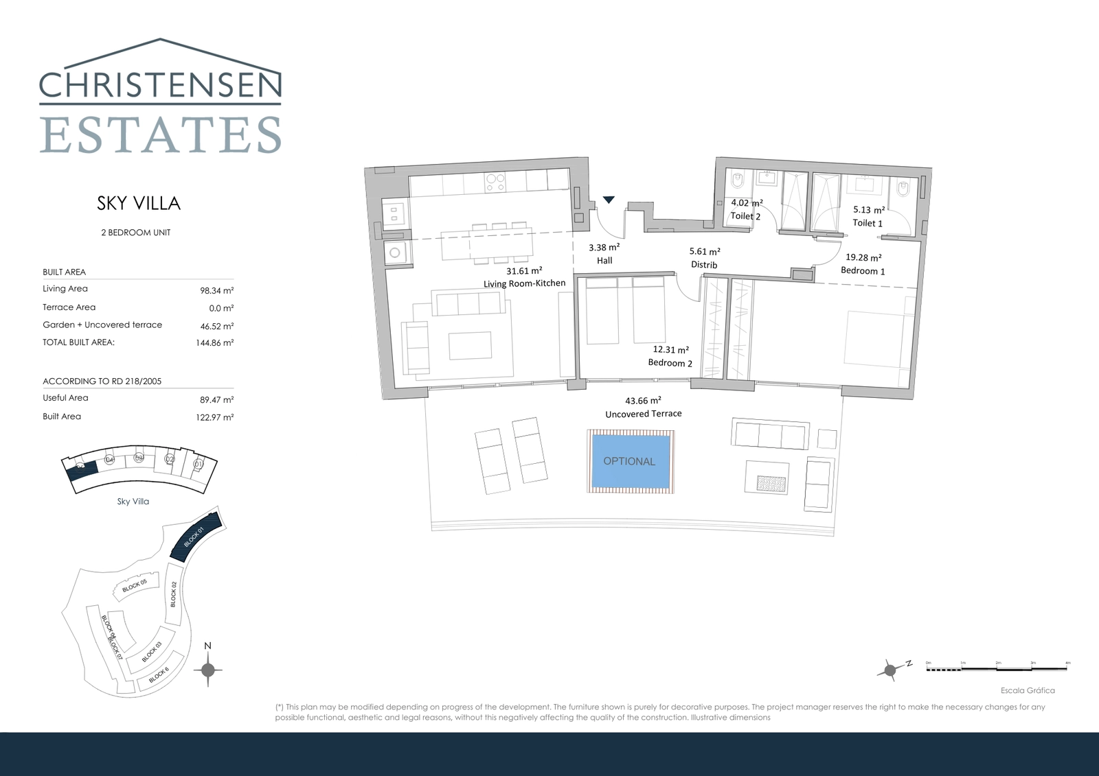 Dachgeschosswohnung mit zwei Schlafzimmern – Elegante Aufteilung mit einer beeindruckenden offenen Terrasse, die einen Panoramablick auf das Meer über Benalmádena und Fuengirola bietet.