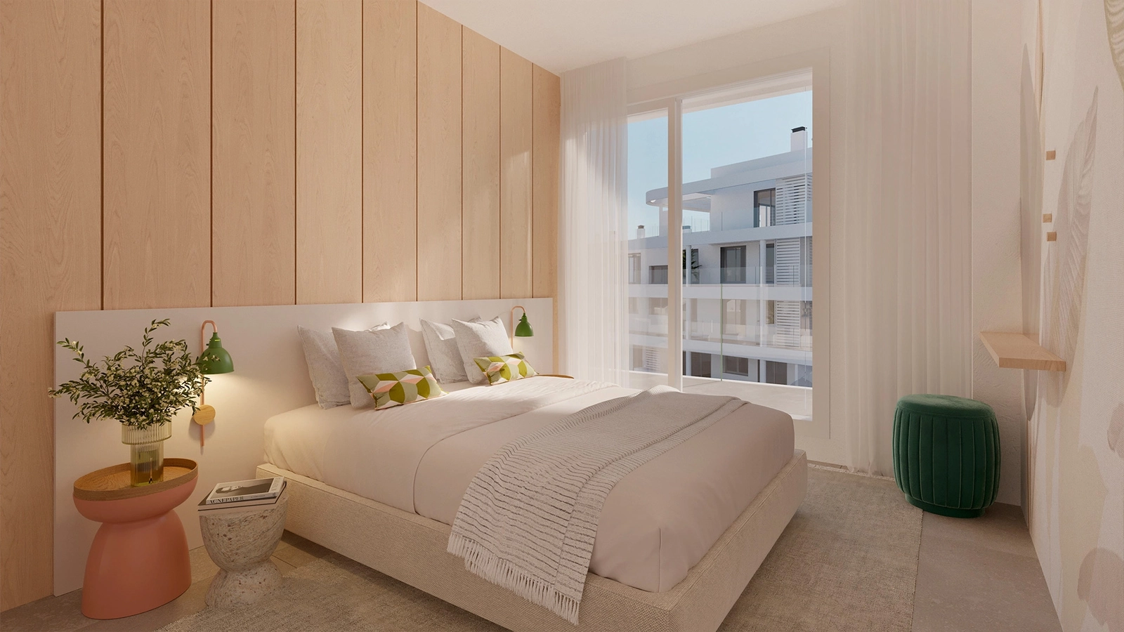 Ein komfortabler und stilvoller Wohnbereich, der direkt an einen privaten und ruhigen Garten grenzt.