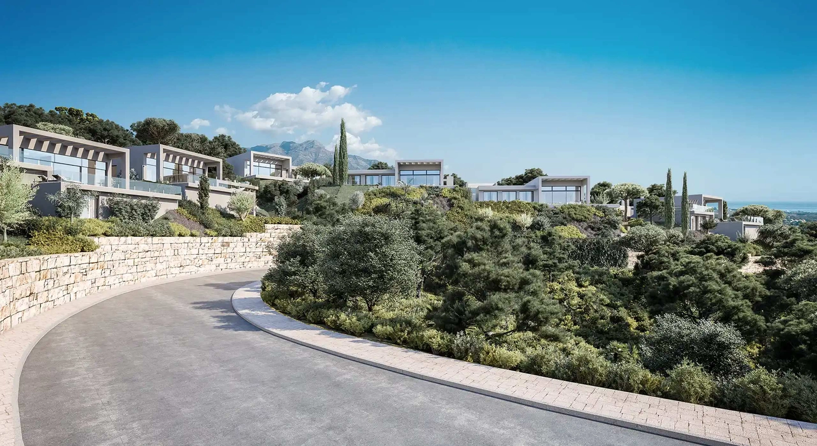 Sichere und gepflegte interne Straßen verbinden die Gemeinschaft.