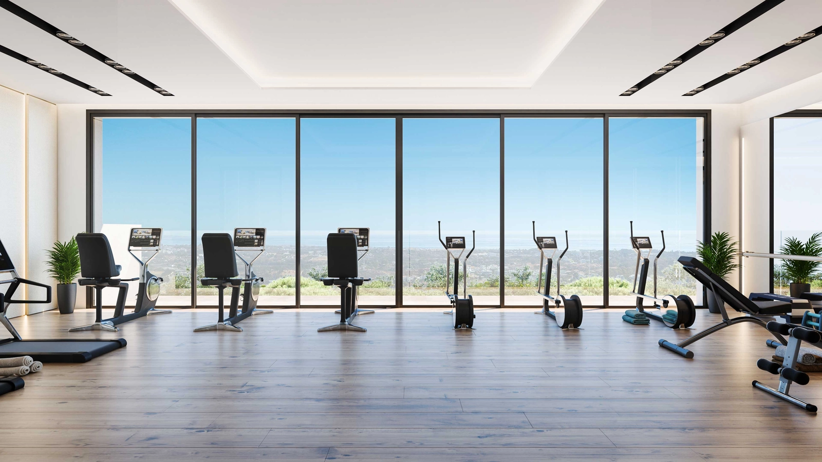Das hochmoderne Fitnesscenter bietet inspirierende Ausblicke, die Ihr Training bereichern.