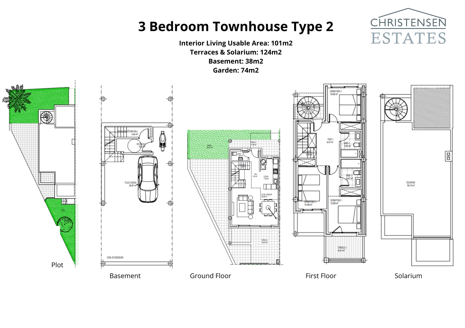 Dieser Drei-Schlafzimmer-Grundriss Typ 2 bietet eine intelligente Raumaufteilung mit weitläufigen Terrassen und Solarium, um den Genuss des Klimas der Costa del Sol zu maximieren.