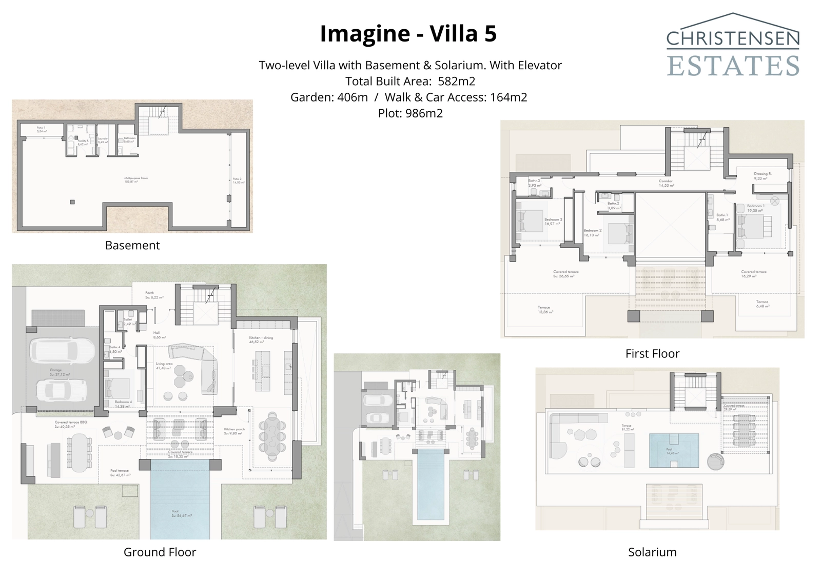 Dieser Grundriss zeigt ein geräumiges zweistöckiges Design mit optionalem Keller und Solarium, das den Raum für Familienleben und Unterhaltung optimiert.