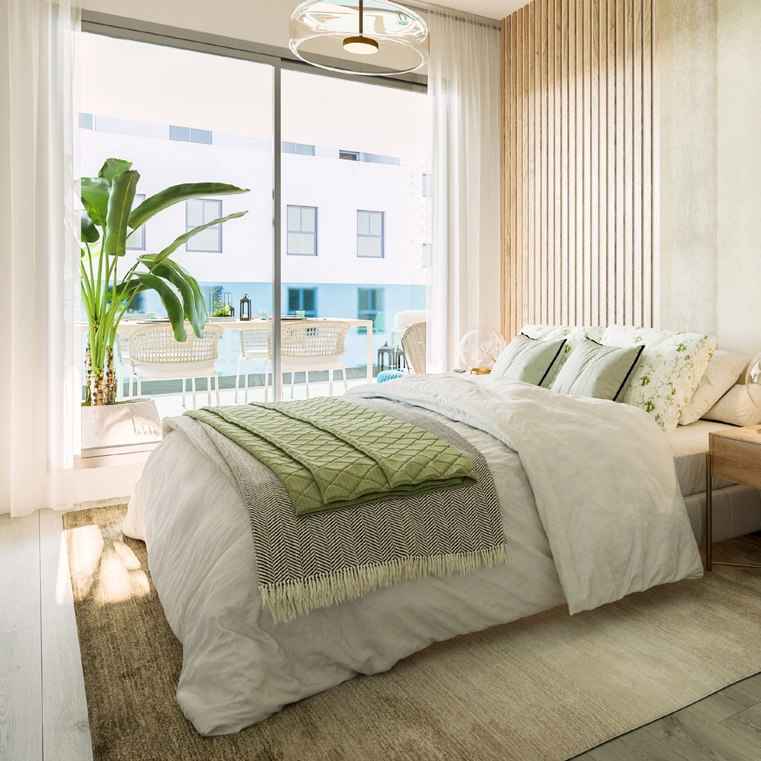 Komfortable und elegante Schlafzimmer, die einen friedlichen Rückzugsort bieten, mit direktem Zugang zu privaten Terrassen.