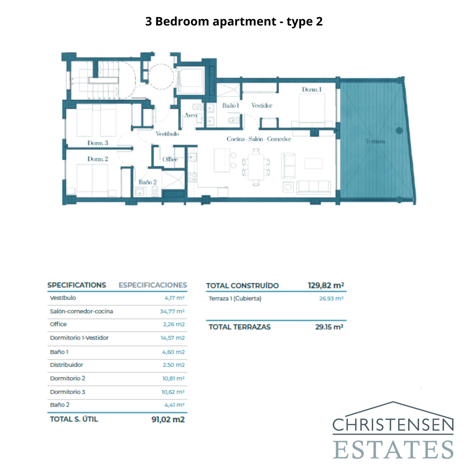 Ein gut durchdachter 3-Schlafzimmer-Grundriss, der komfortable Wohnbereiche und einen hervorragenden Übergang zu den Außenbereichen bietet.
