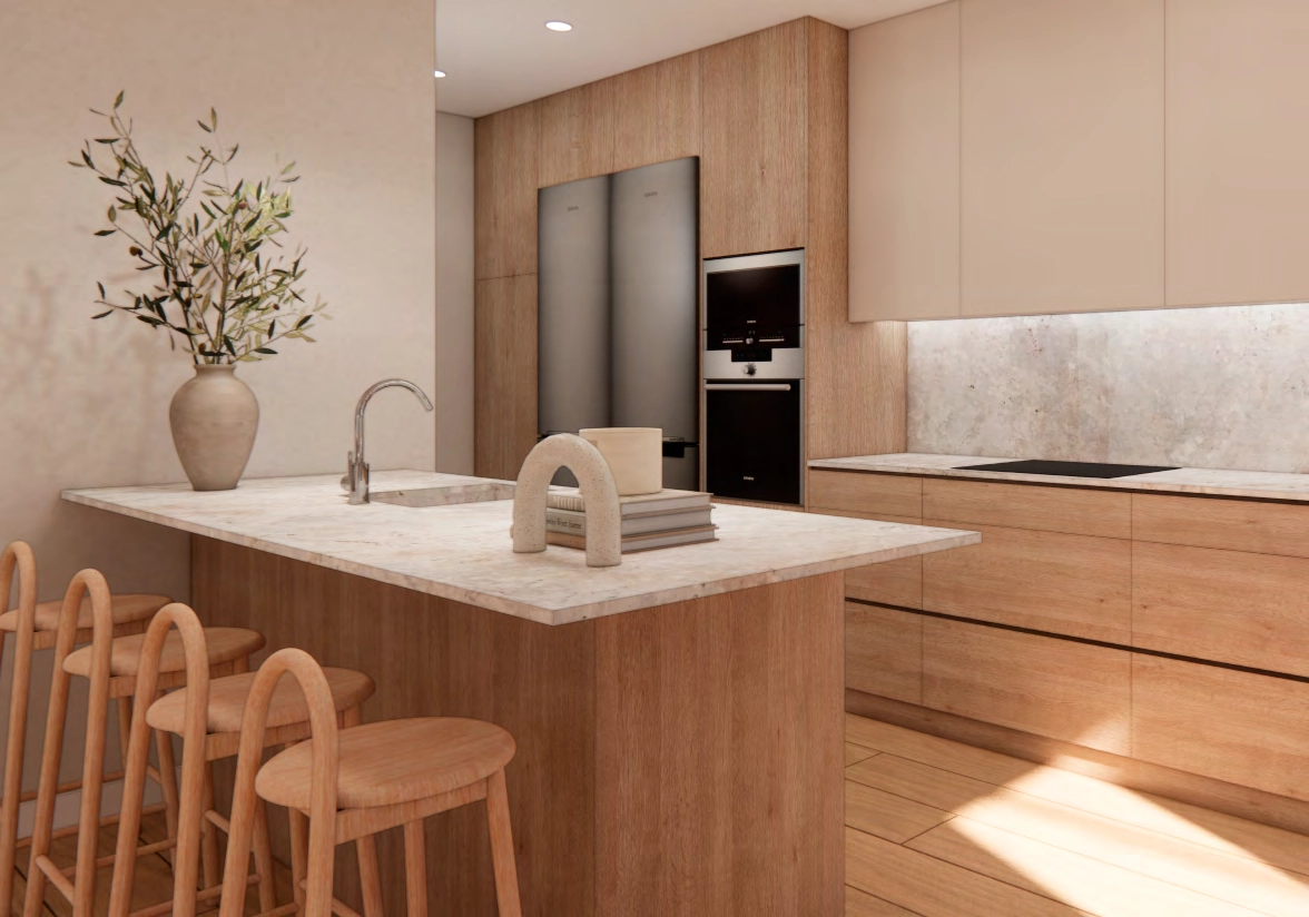 Moderne Küchen sind mit hochwertigen Geräten ausgestattet und mit edlen Materialien verarbeitet, wodurch ein funktionales und stilvolles Herzstück des Hauses entsteht.