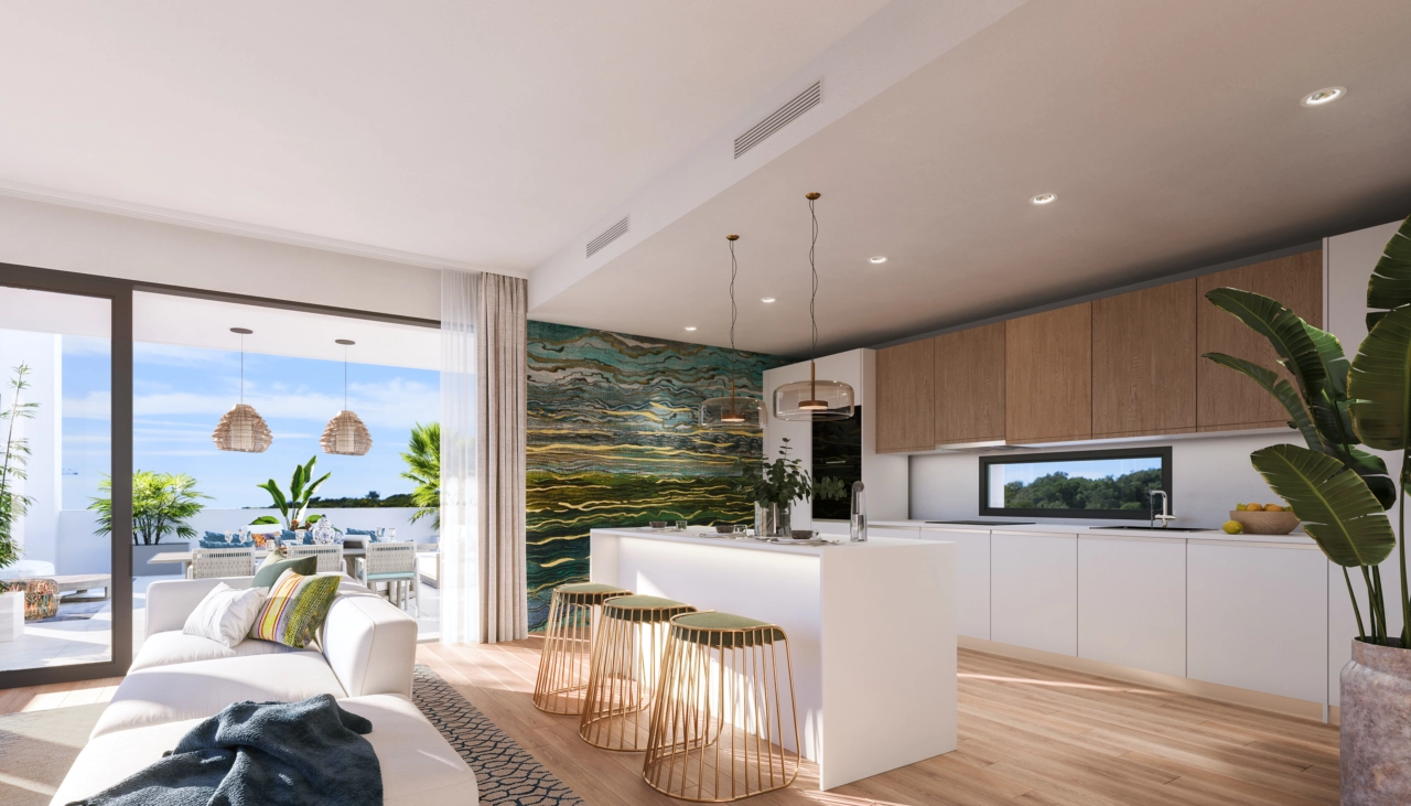 Eine moderne, hochwertige Küche im italienischen Stil, voll ausgestattet und auf Funktionalität und Ästhetik ausgelegt.