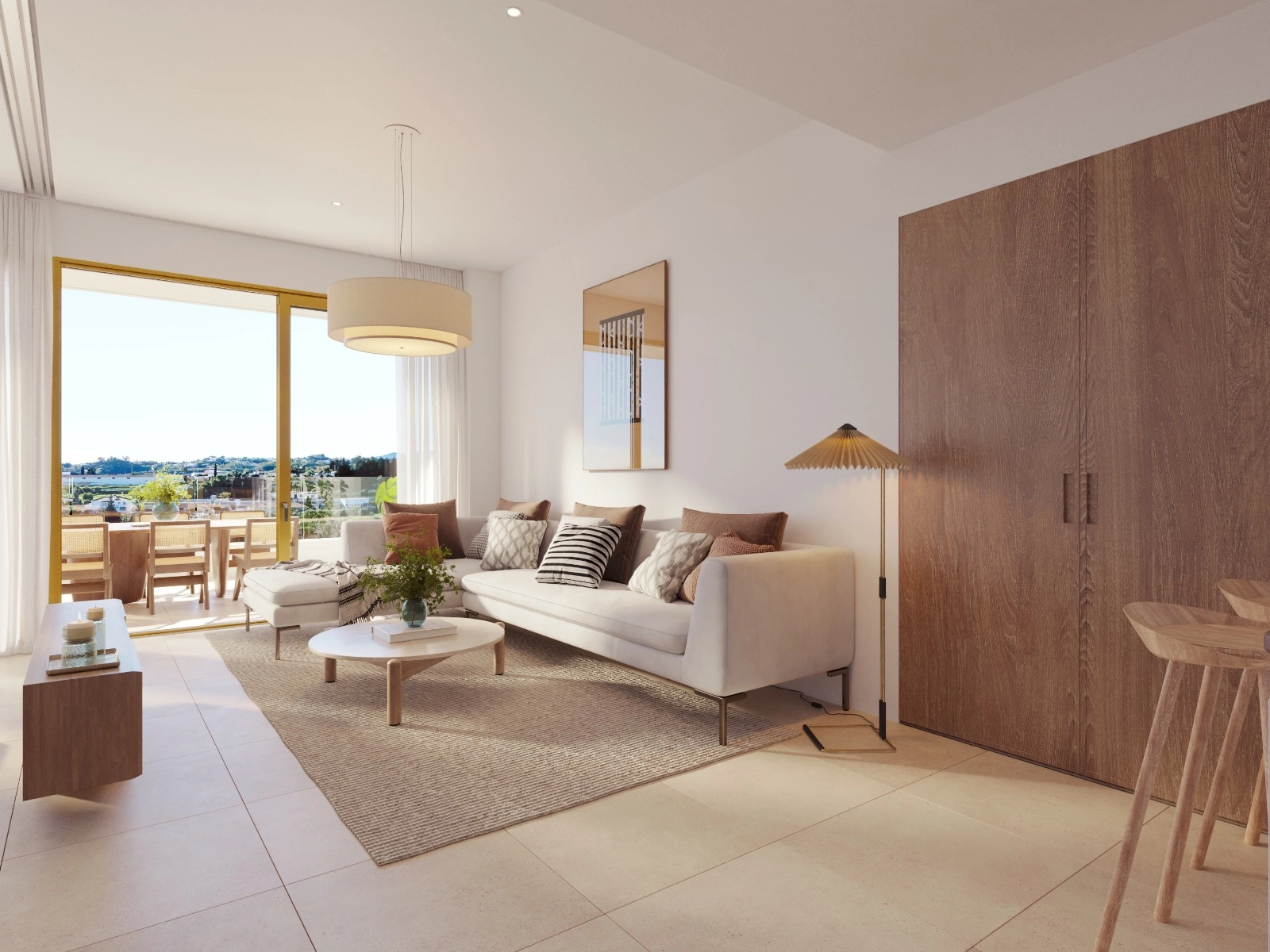 Ein heller und moderner Wohnbereich, gestaltet mit hochwertigen Materialien für höchsten Komfort.