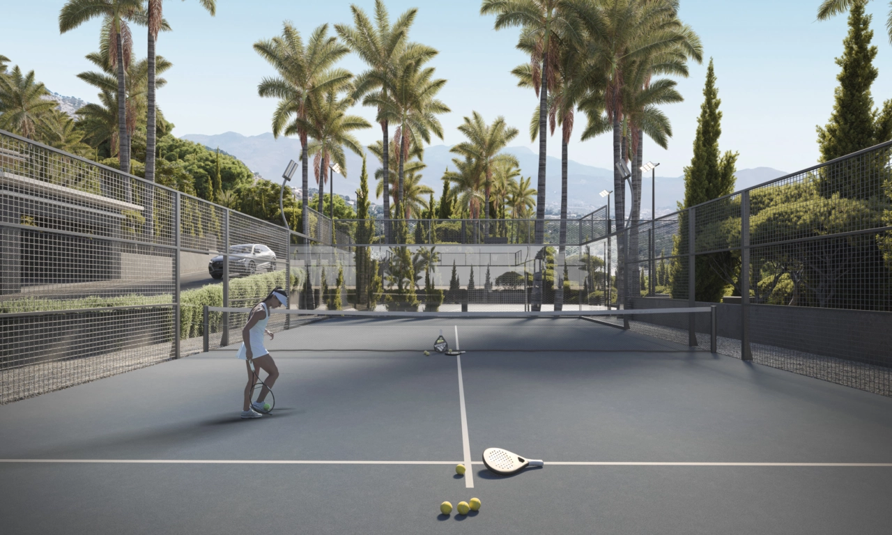 Genießen Sie eine Partie Paddle-Tennis auf dem privaten, gut gepflegten Platz der Anlage.