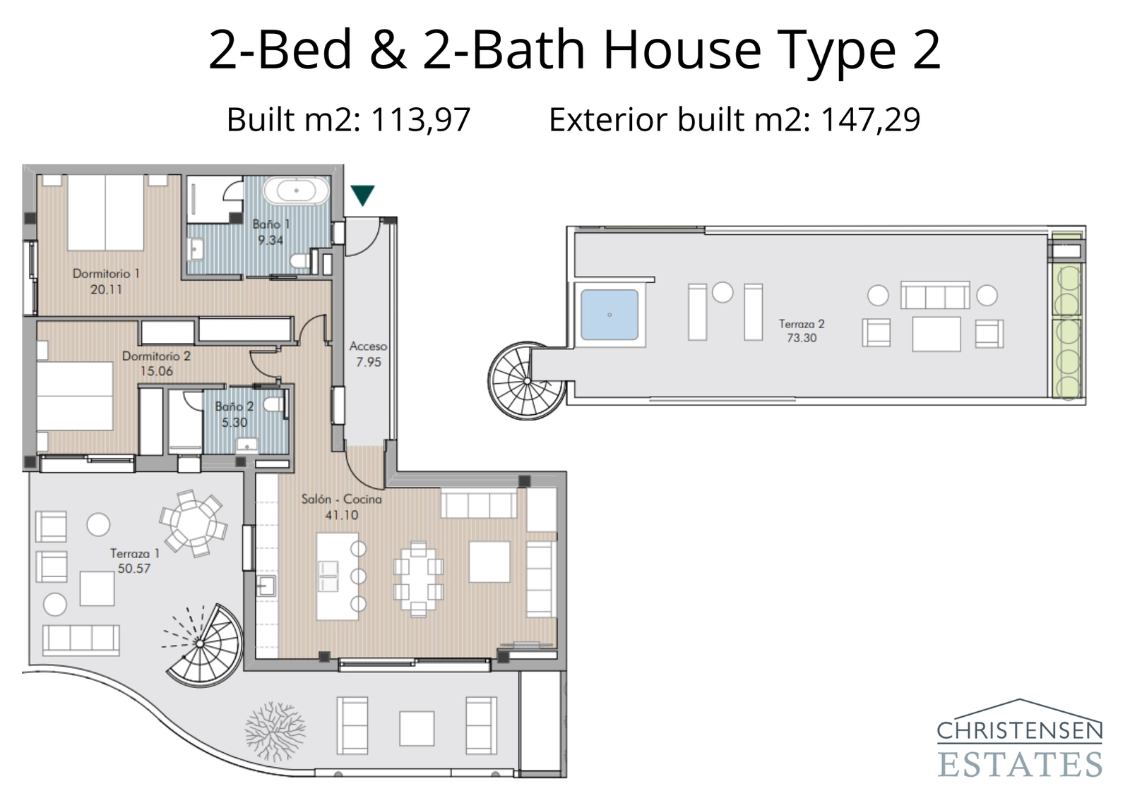 Eine intelligent gestaltete Zweizimmer-Wohnung mit einer weitläufigen Terrasse, die den Wohnraum nach außen erweitert.