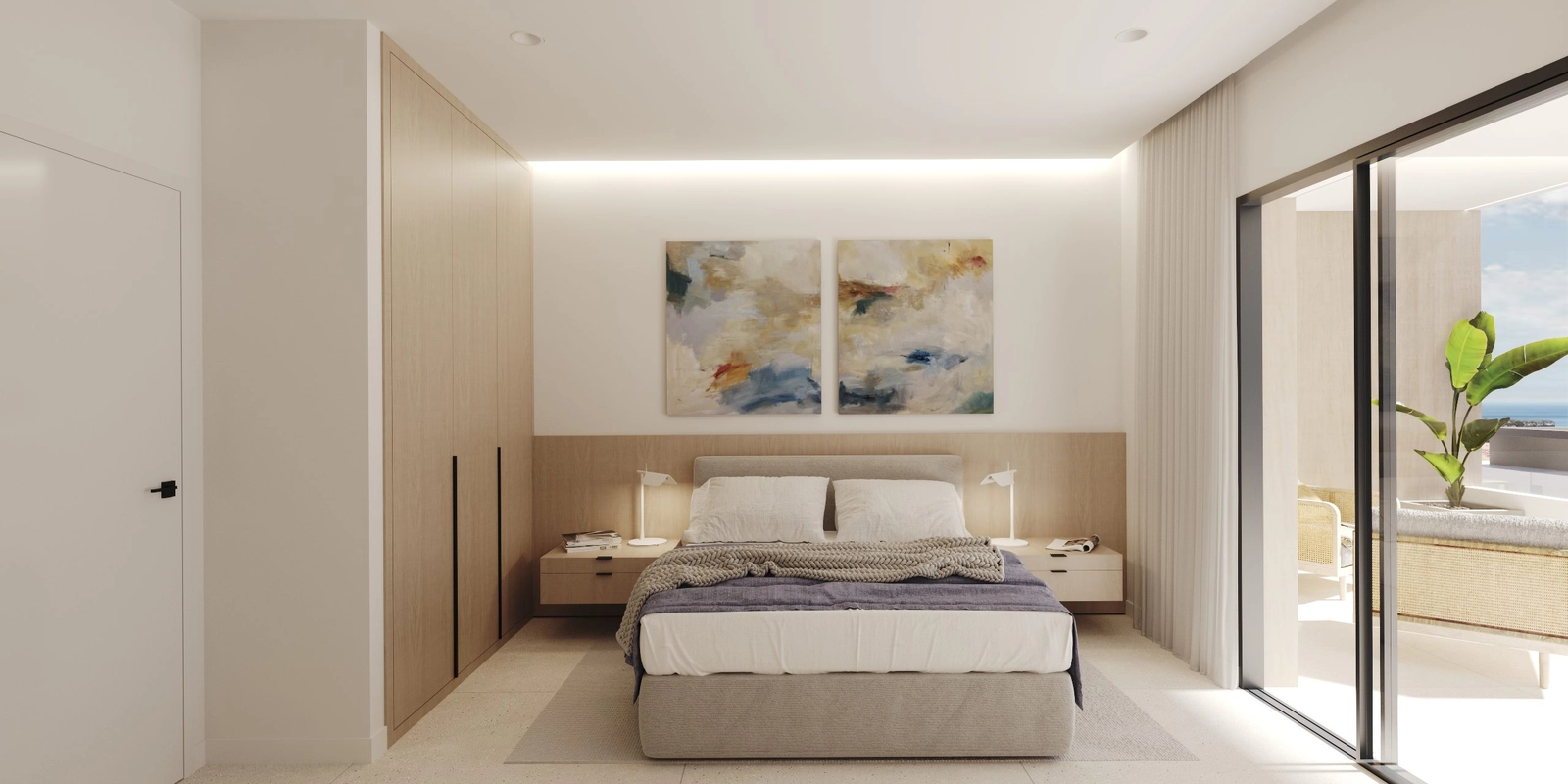 Schlafzimmer sind für Komfort konzipiert, mit viel Stauraum und wunderbarem Tageslicht.