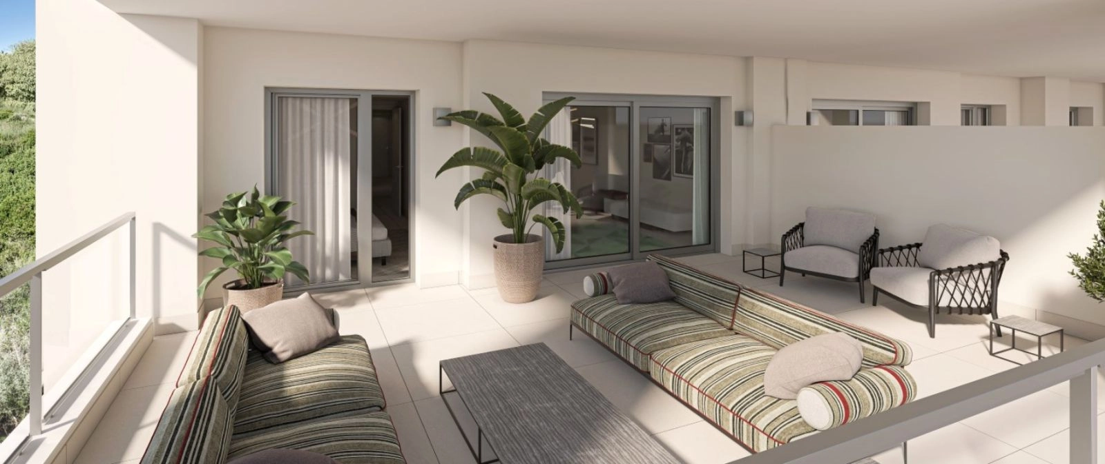 Geräumige private Terrassen bieten den perfekten Rahmen zum Essen, für Unterhaltung oder einfach zum Entspannen in der Sonne.