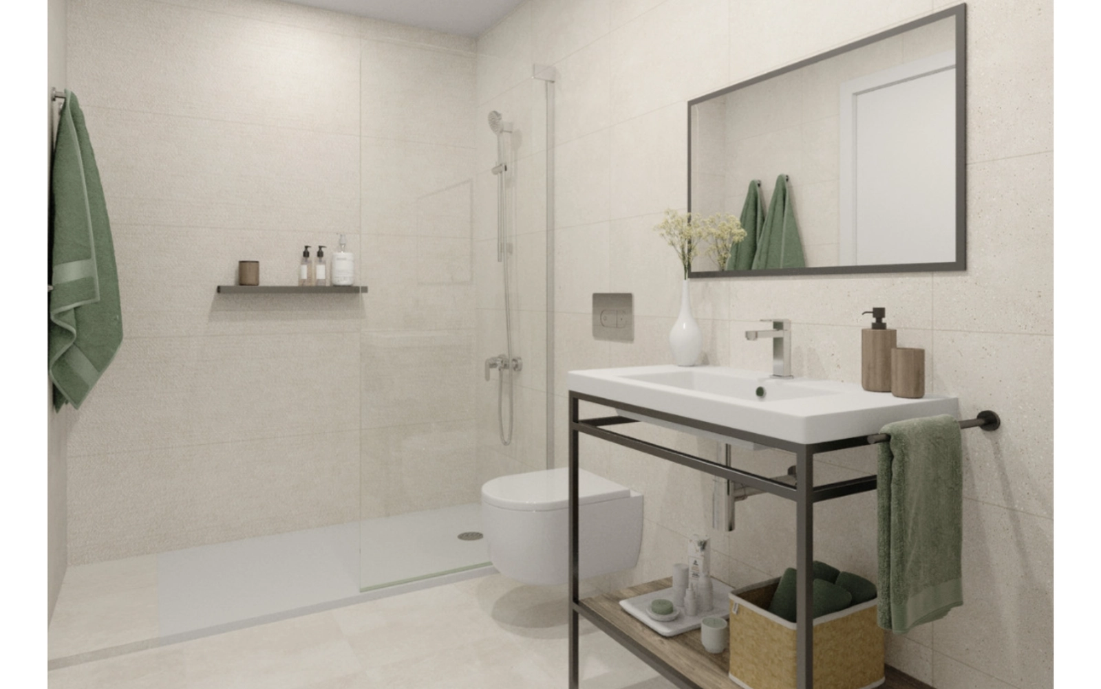 Zeitgemäßes Badezimmerdesign mit eleganten Armaturen und klaren Linien für ein Wellness-Gefühl.
