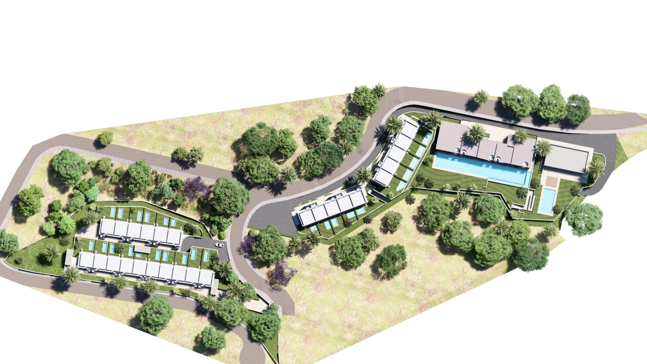 Ein umfassender Masterplan, der die durchdachte Gestaltung der Anlage, ihre Grünflächen und Gemeinschaftsbereiche veranschaulicht.