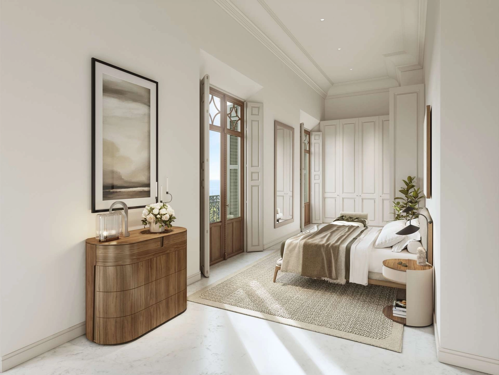 Die Hauptschlafzimmer sind ruhige Rückzugsorte, die Raum, Eleganz und schöne Ausblicke bieten.