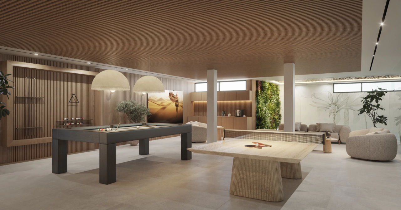 Die Gemeinschaftslounge bietet einen perfekten Raum für Bewohner zum Entspannen und Sozialisieren.