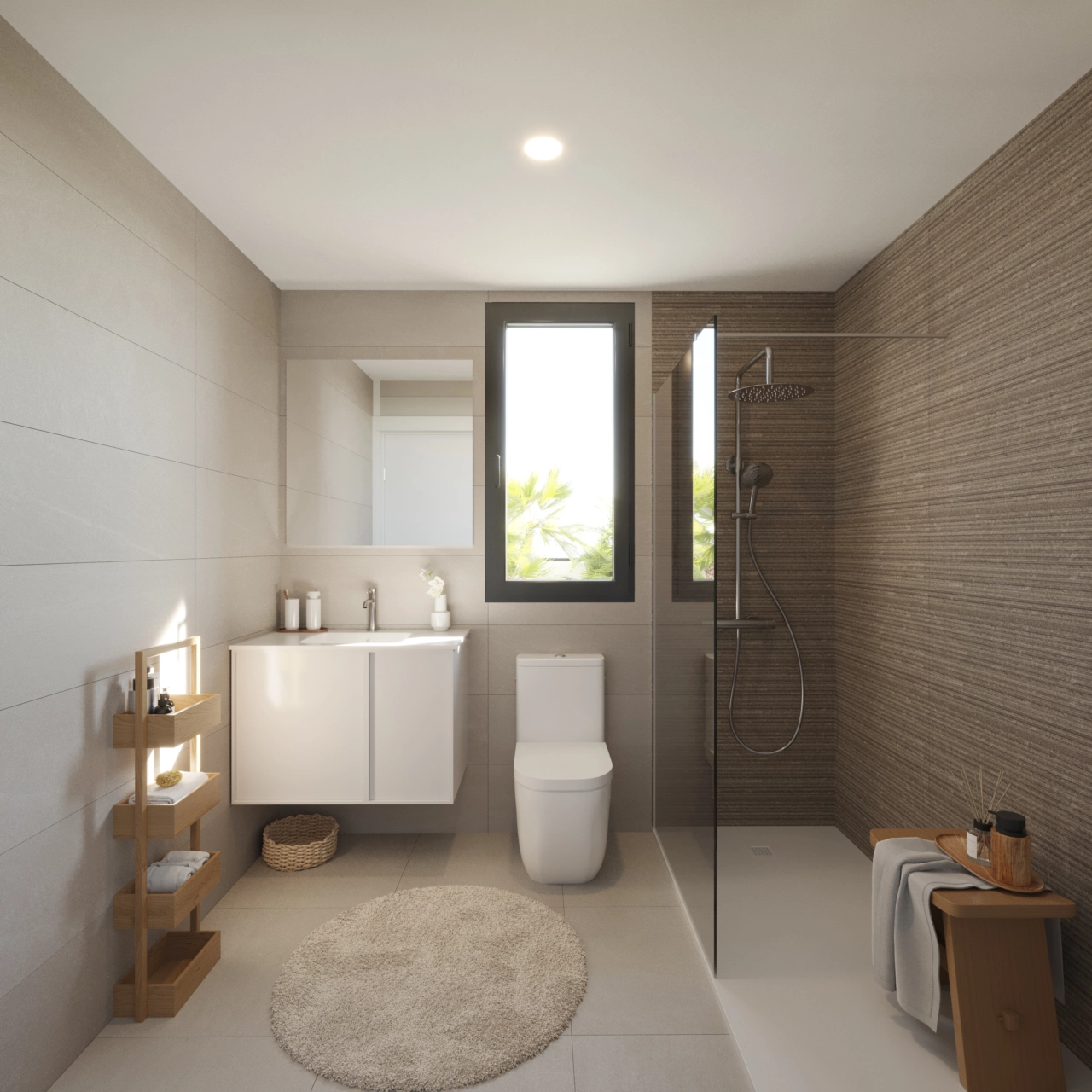 Elegantes Hauptbadezimmer mit hochwertigen Armaturen und einem klaren, zeitgenössischen Design.
