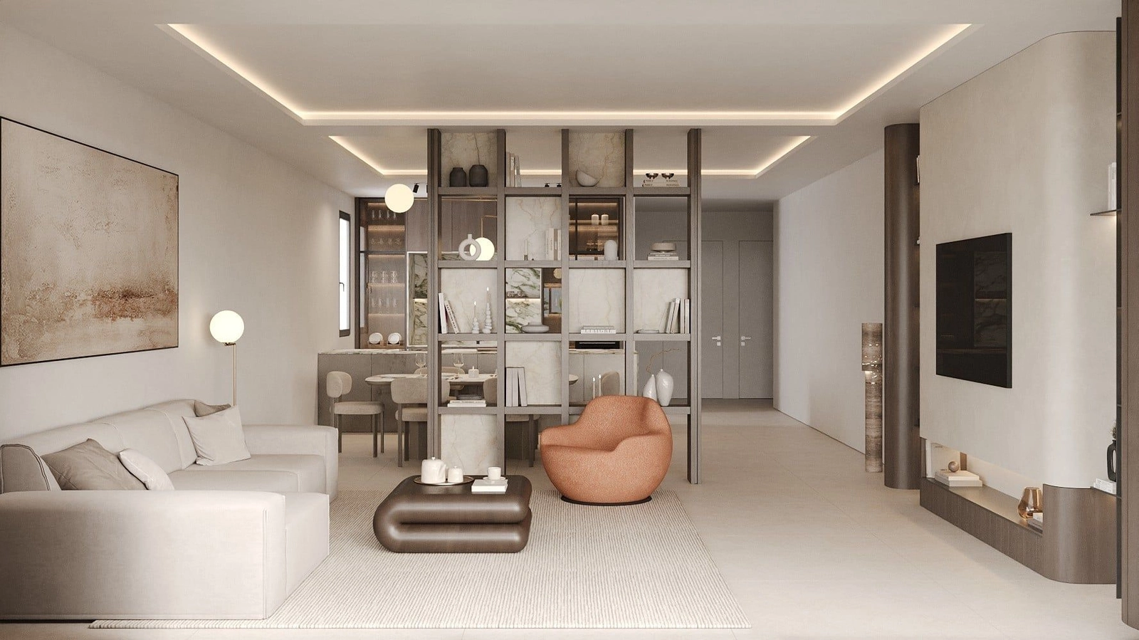 Helle und anspruchsvolle Wohnbereiche, konzipiert für Komfort und moderne Eleganz.