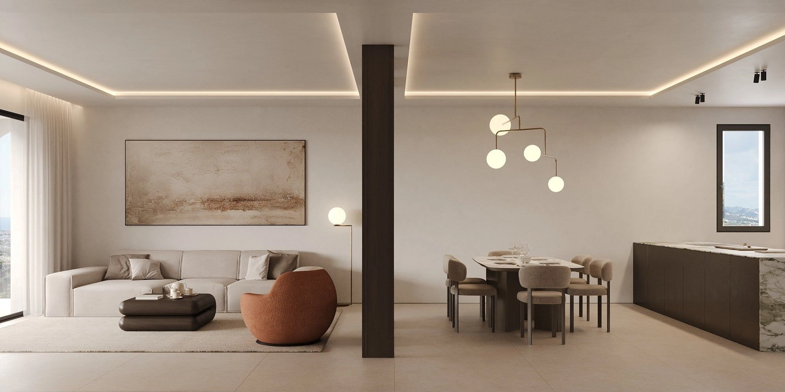 Offene Innenbereiche schaffen ein Gefühl von Weite und Licht, ideal für zeitgemäßes Wohnen.