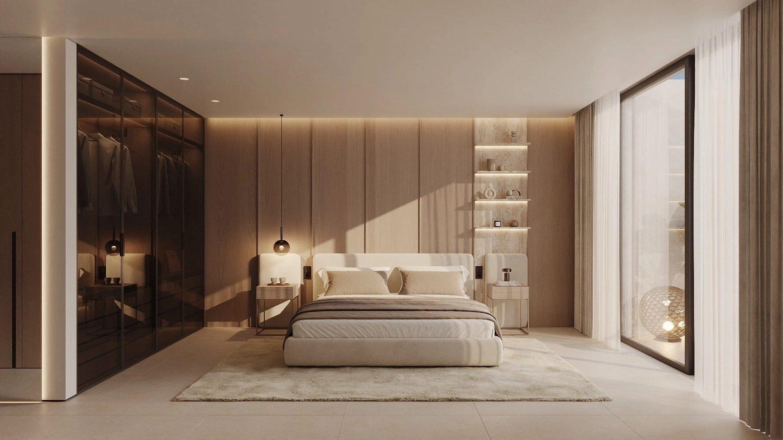 Elegantes Design und viel Stauraum, einschließlich eines stilvollen Einbauschranks in der Mastersuite.