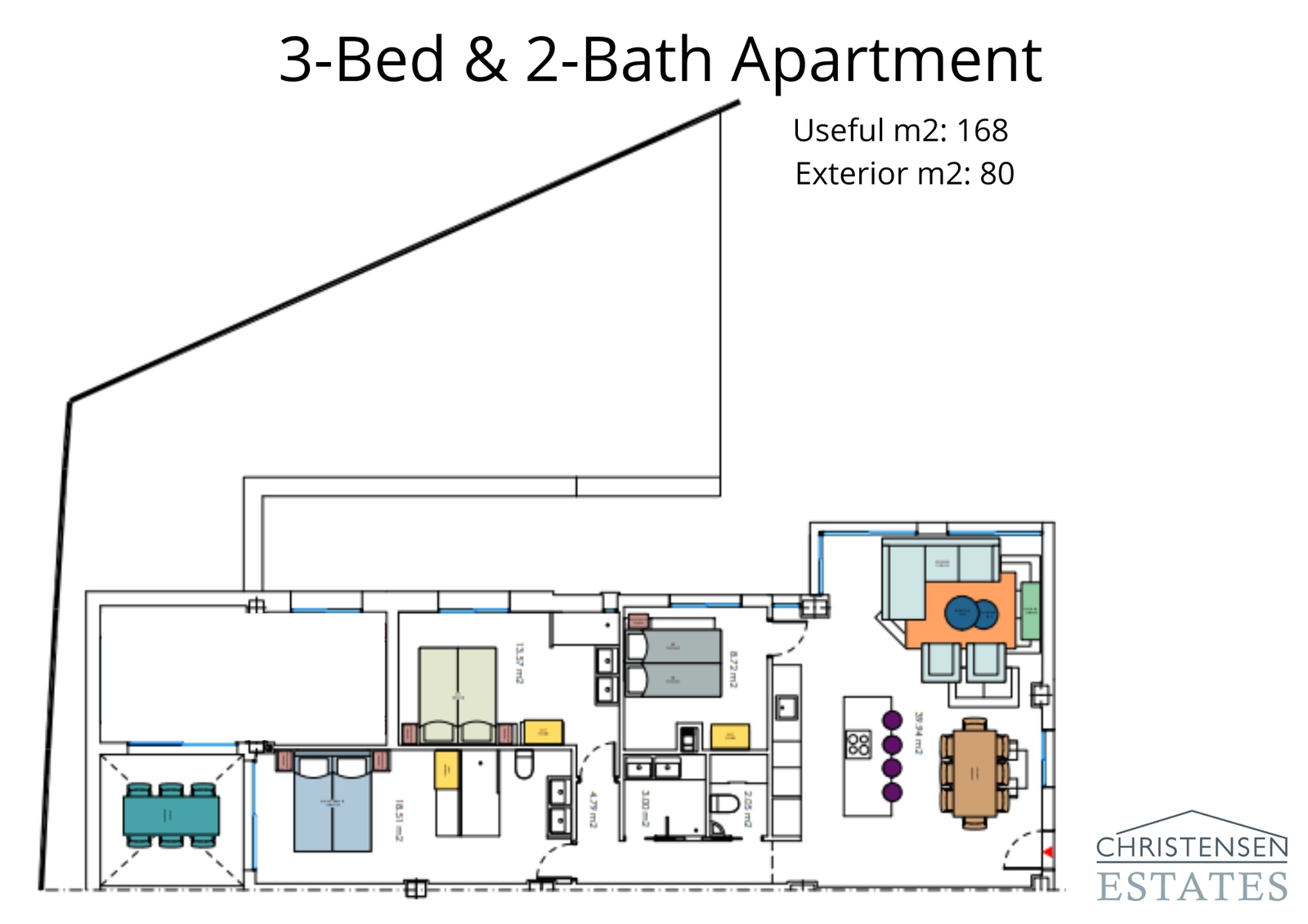 Dieser Grundriss einer Wohnung mit drei Schlafzimmern bietet viel Platz für Familienleben, mit einer großen Terrasse, um den Lebensstil der Costa del Sol zu genießen.