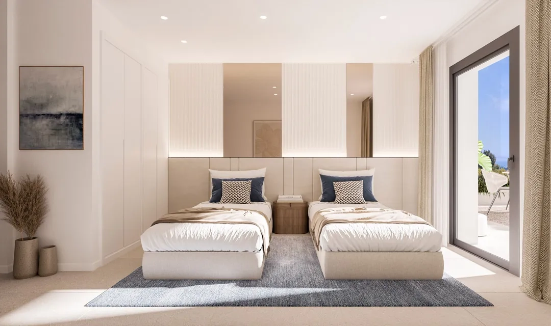 Komfortable und lichtdurchflutete Nebenschlafzimmer, konzipiert für Familie oder Gäste.