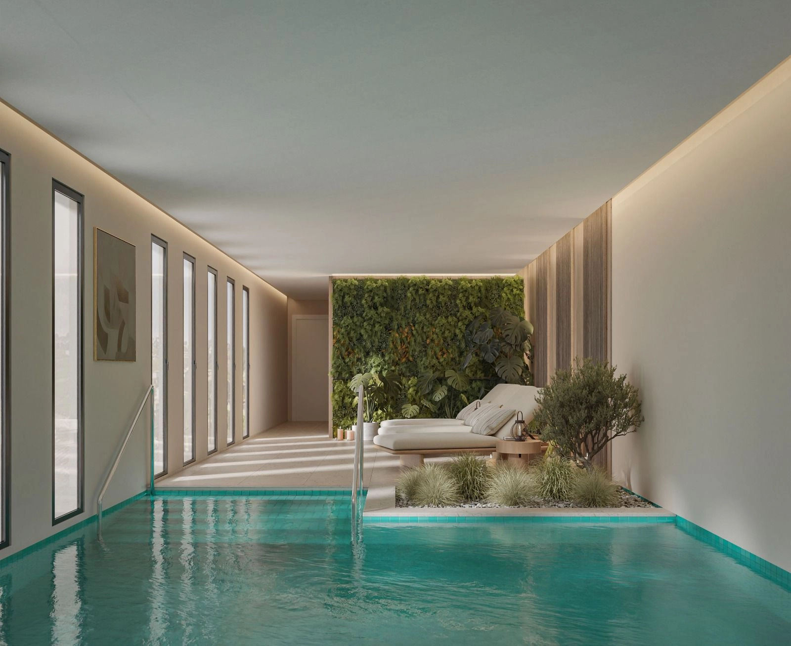 Der exklusive Spa-Bereich für Bewohner, ein perfekter Ort für Selbstpflege, Entspannung und Wohlbefinden.