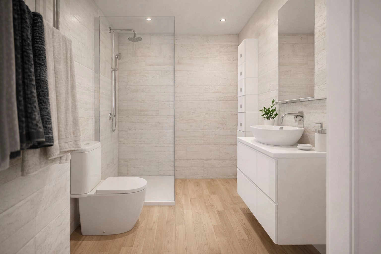 Ein stilvolles und funktionales Badezimmer mit modernen Armaturen.