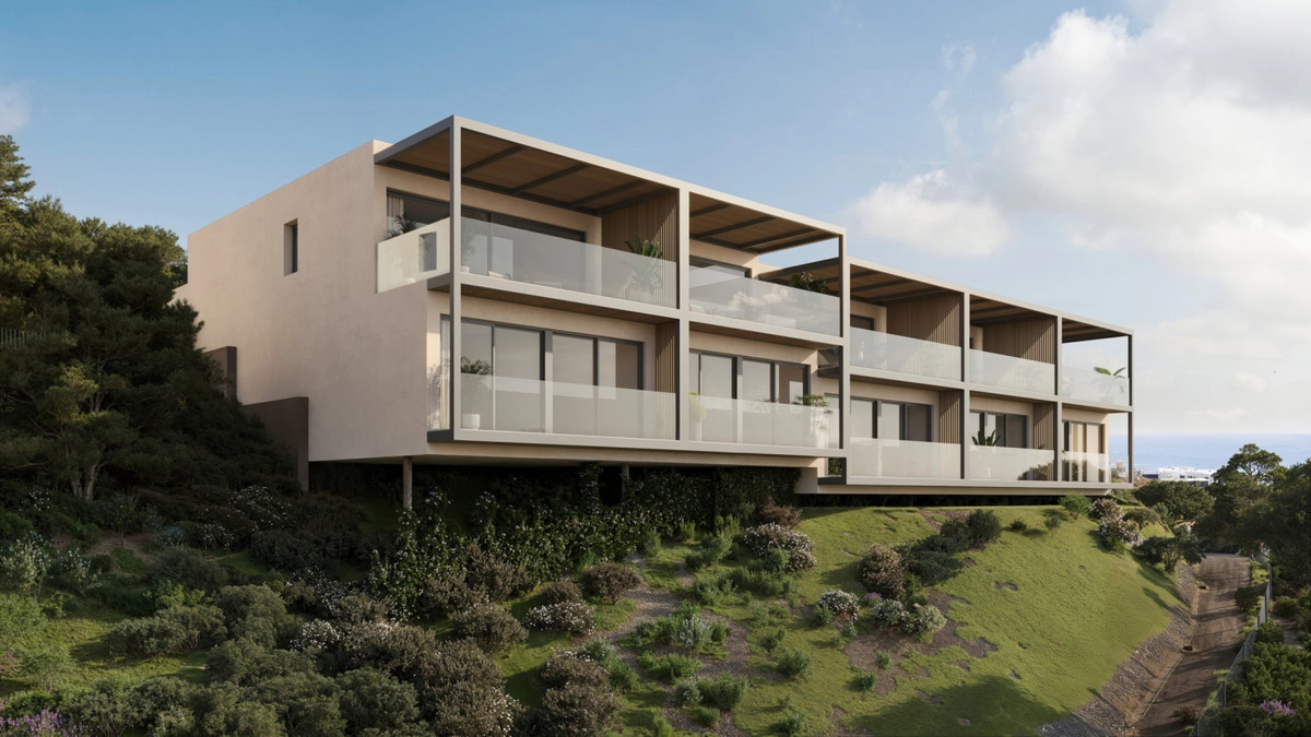 Moderne Architektur, harmonisch in die Naturlandschaft integriert.
