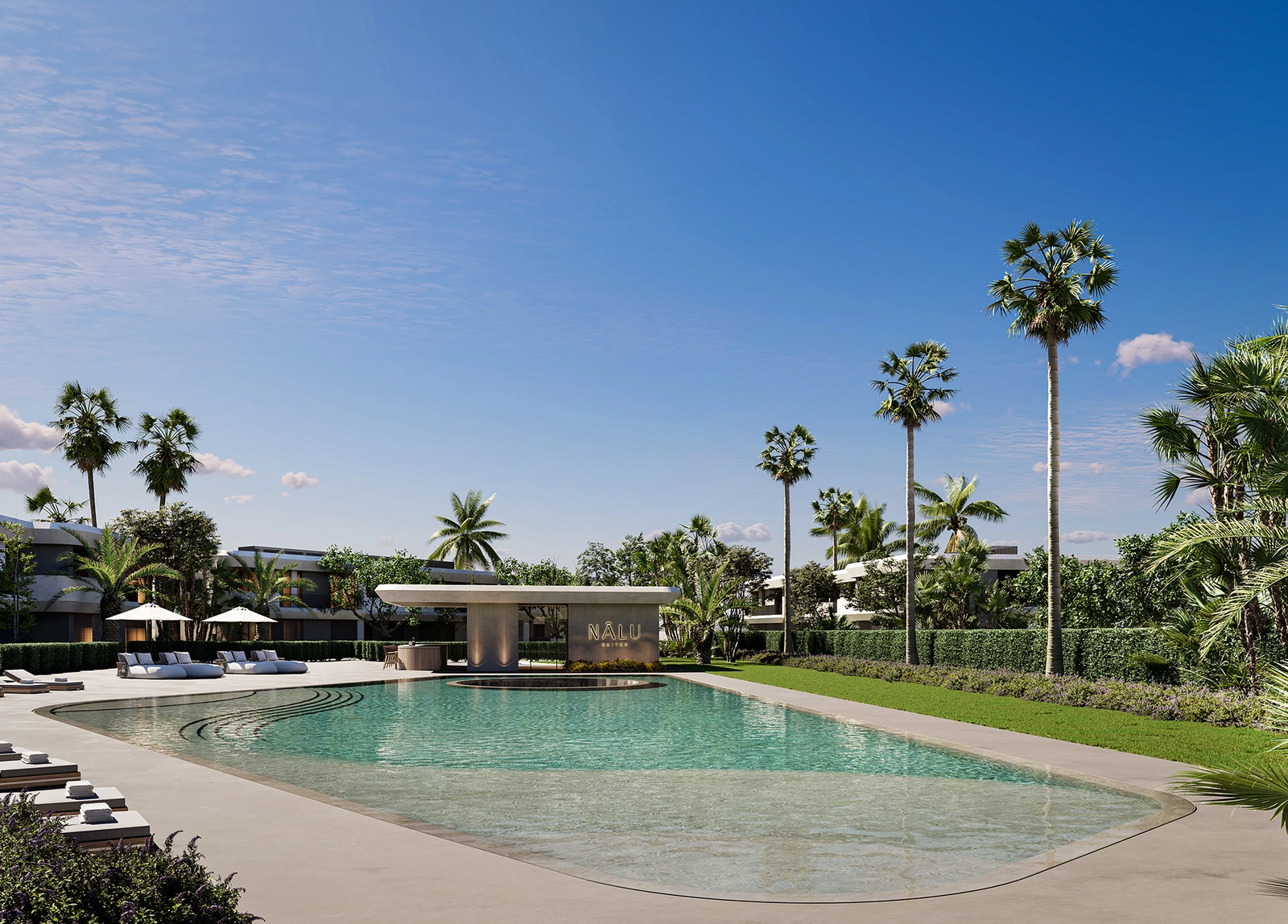 Entspannen Sie am wunderschönen Infinity-Außenpool, umgeben von üppigen Gärten.