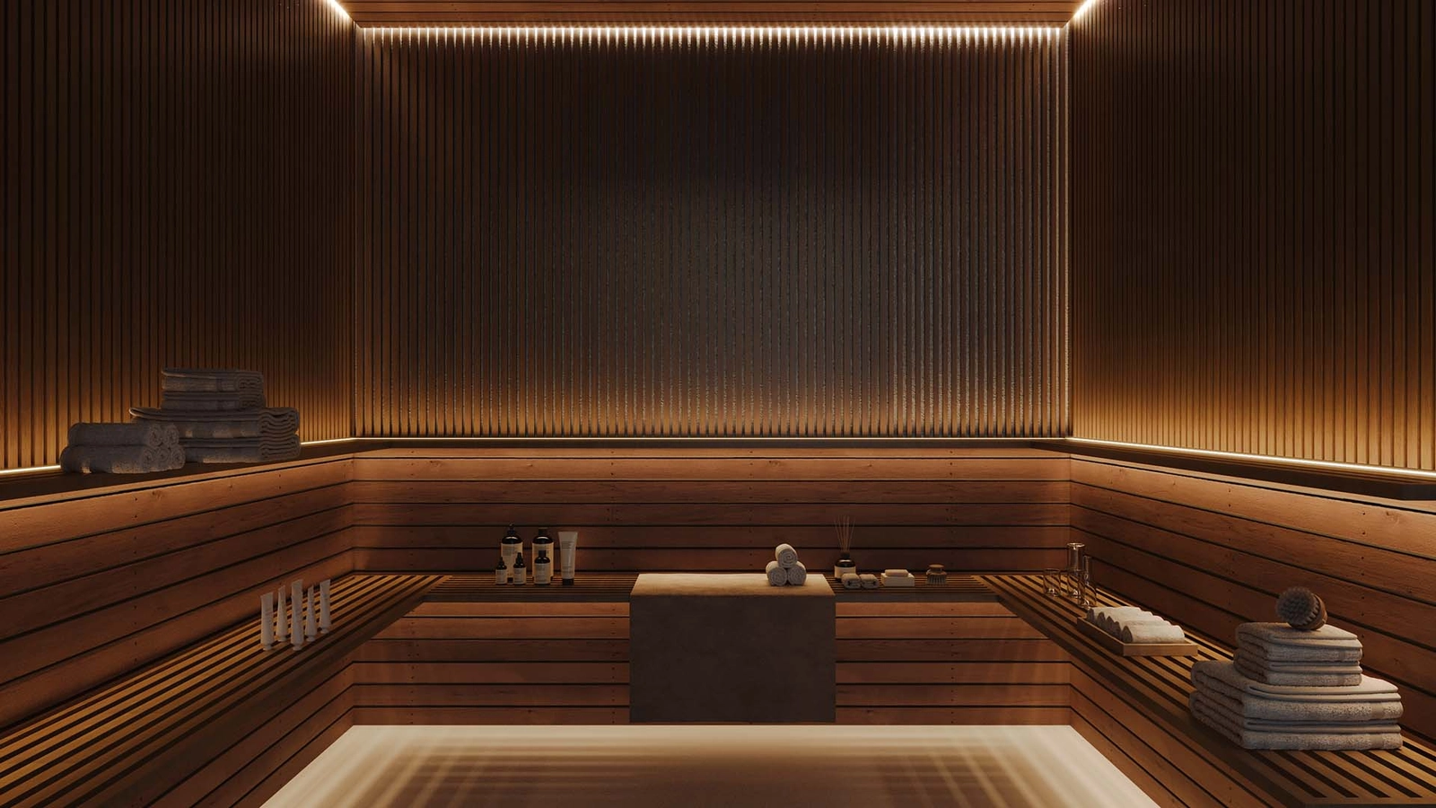 Entspannen und erholen Sie sich in der exklusiven Sauna und dem Wellnessbereich für Bewohner.