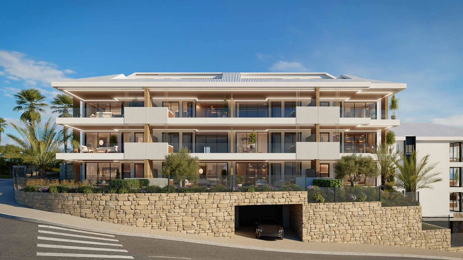 Die zeitgenössische Architektur der Anlage fügt sich wunderschön in die natürliche Umgebung ein.